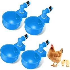 FR-LIFE BR-Vie 4 Pcs,Abreuvoir Poules,Abreuvoirs Automatiques De Poulet,Volaille Automatique Abreuvoir,Abreuvoir En Plastique Bleu,Outil D'Abreuvement Pour Volaille,Convient Aux Poulets,Canards,Volailles, Oiseaux