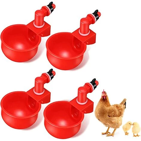 IRISFR Abreuvoir Poules, Volaille Automatique Abreuvoir, Abreuvoirs Automatiques De Poulet, Outil D'Abreuvement Pour Volaille, Convient Aux Oiseaux 10.5*4*6.5cm (Rouge) 4 Pcs,Lilaris