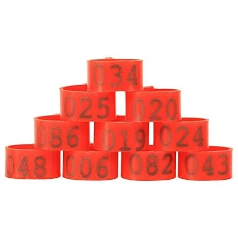 REGALOS 100 Pièces Poulet Anneau Taille Réglable Volaille Jambes Numéro étiquette Boucle Boucle Canard Volaille Poulet Fournitures(rouge) – Image 5
