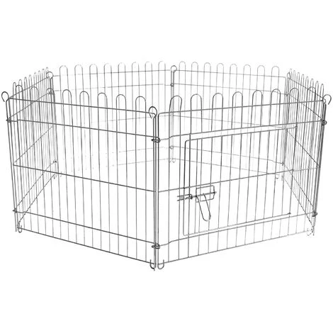WILTEC Parc Pour Chiens Enclos Pour Chiots 6 Pièces 70x60 Cm Par élément Cage Pour Animaux Domestiques – Image 2