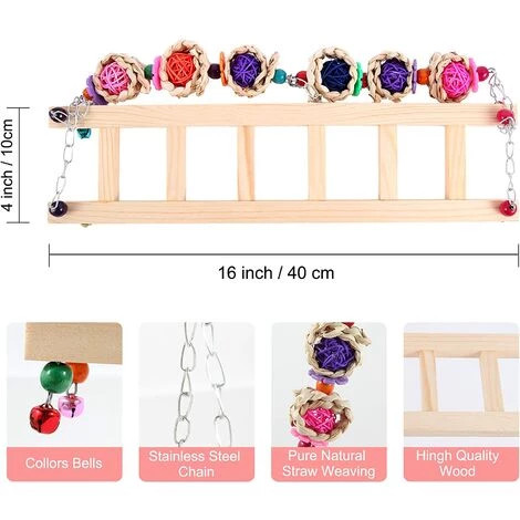 BAICCCF Accessoire Poulailler Lot De 4 Jouets De Poulet Pour Accessoires De Poulailler, Balançoire De Poulet, Xylophone, Mangeoire à Suspendre Pour Légumes, étagère à Fruits De Poulet Pour Coq De Volaille, Grand Oiseau, Perroquet, Cadeau De Divertissement. â Image 3