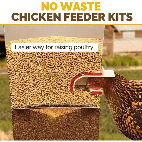 BAICCCF Accessoire Poulailler Mangeoire à Poulet, No Waste Volaille Feeder-Automatic Gravity Feeder Kit With 6 Ports And 1 Hole Saw, Rain Proof And Insect Proof, Durable And Pratique, For Barrels, Boxes, Auges. – Image 2