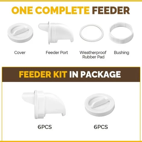 BAICCCF Accessoire Poulailler Mangeoire à Poulet, No Waste Volaille Feeder-Automatic Gravity Feeder Kit With 6 Ports And 1 Hole Saw, Rain Proof And Insect Proof, Durable And Pratique, For Barrels, Boxes, Auges. – Image 3