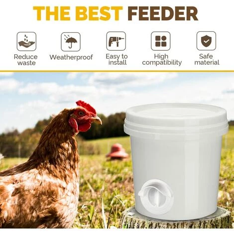 BAICCCF Accessoire Poulailler Mangeoire à Poulet, No Waste Volaille Feeder-Automatic Gravity Feeder Kit With 6 Ports And 1 Hole Saw, Rain Proof And Insect Proof, Durable And Pratique, For Barrels, Boxes, Auges. – Image 5