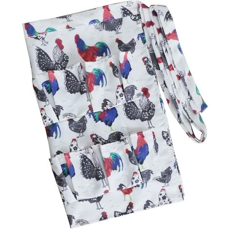 SLBRILLèRE Tablier De Collecte D'œufs - 14 Poches - Impression De Coq - Pour Poulailler - Accessoires De Maison - Pour Maison De Ferme, Cuisine, De Travail
