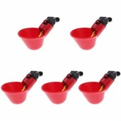 PREMIER Abreuvoir à Poule Automatique Tasses D'eau Potable Rouge Abreuvoir Poules Bien Pratique En Plastique Pour Oiseaux Poule Volaille - 5PCS