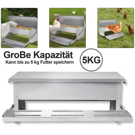 Randaco Mangeoire Automatique Avec Couvercle Distributeur Automatique Auge Auge D’alimentation Résistante Aux Intempéries 5kg - Argent – Image 2