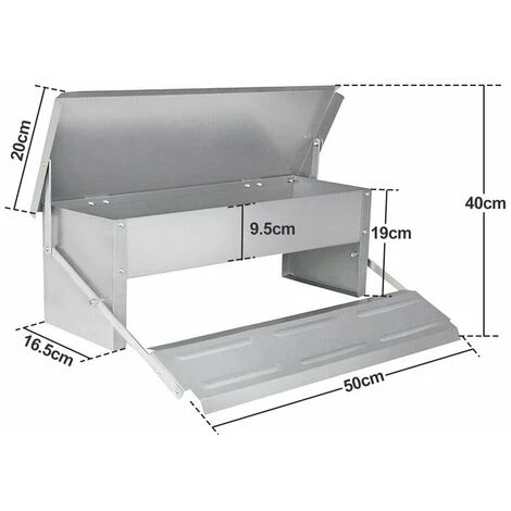 Randaco Mangeoire Automatique Avec Couvercle Distributeur Automatique Auge Auge D’alimentation Résistante Aux Intempéries 5kg - Argent – Image 3