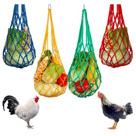 SLBRILLèRE Lot De 2 Sacs à Cordes Pour Poulet Et Légumes - Support Pour Fruits De Volaille - Mangeoire à Chou - Outil D'alimentation - Xylophone - Jouet Pour Poules Et Poules â Image 2