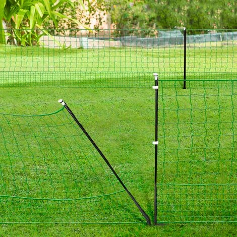 IDMARKET Kit Complet Clôture électrifiable + électrificateur Filet à Poules 12 M + Porte 6 Piquets Double Pointe – Image 3