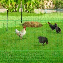 IDMARKET Kit Clôture électrifiable Filet à Poules 24 M Avec Porte 9 Piquets Double Pointe