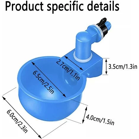 AOUGO 4 Pcs,Abreuvoir Poules,Abreuvoirs Automatiques De Poulet,Volaille Automatique Abreuvoir,Abreuvoir En Plastique Bleu,Outil D'Abreuvement Pour Volaille,Convient Aux Poulets,Canards,Volailles, Oiseaux â Image 2
