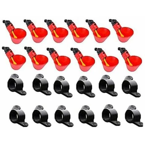 Animalerie Distributeurs D'eau Automatique Pour Poulet Canard Volaille - Automatique De L'eau Potable Tasses Bird Coop Feed Volaille Poulet Volailles Abreuvoir D'eau Potable Tasses (12 Pcs) LangRay