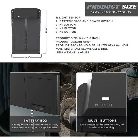 DONTODENT 2022new Porte De Poulailler Automatique Porte En Plastique Pleine Détection De Lumière Porte De Poulailler Porte De Poulailler - – Image 3