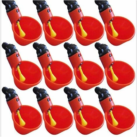 LLOVE Breuvoir De Poulet, 12 PCS Automatique Pour Poulailler Distributeurs D'eau Automatique Pour Poulet Canard Volaille Eau Potable Tasses Abreuvoir Mangeoire Pour Bétail Poule