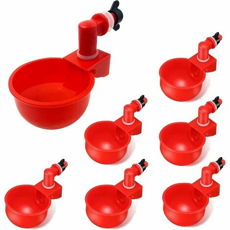 QERSTA 6pcs Automatiques Supplies Abreuvoir Poules Tasses à Bol Bol En Plastique, Volailles Distributeurs D'eau Automatique De L'eau Potable Tasses Pour Poussins Cailles Canards Bird