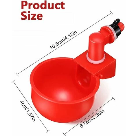QERSTA 6pcs Automatiques Supplies Abreuvoir Poules Tasses à Bol Bol En Plastique, Volailles Distributeurs D'eau Automatique De L'eau Potable Tasses Pour Poussins Cailles Canards Bird – Image 3