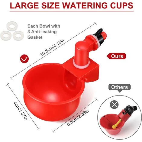 OYLDA Filet De 3/8 Pouce, Remplissage Automatique, Abreuvoir Pour Volaille (rouge, 6 Pièces) – Image 2