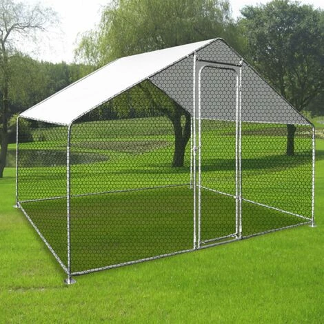 IDMARKET Enclos Poulailler 6 M² Parc Grillagé 3x2 M Acier Galvanisé - Naturel – Image 5